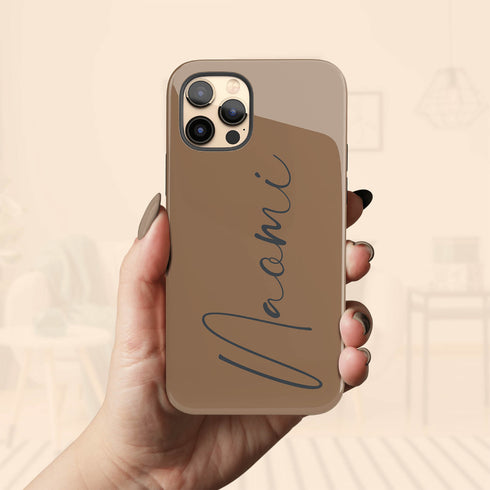 Custom Signature Name Earth Tones iPhone Case - Dark